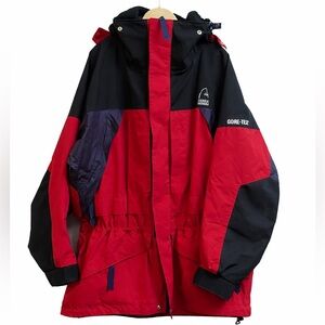 Vintage Sierra Designs Gore-Tex Hooded Parka Jacket Red Black Size L